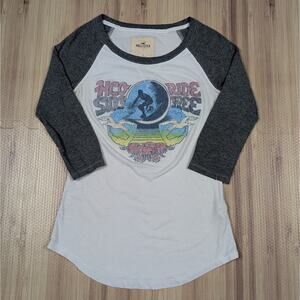 Y2k Hollister Surf Co Graphic Baseball T Small White Long Sleeve Graphic Rare